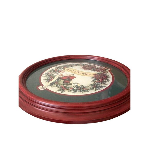 Vintage Round Santa "Checking His List" Merry Christmas Holiday Wall Decor Plaqu - Picture 4 of 5